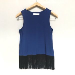 Michael Kors Sleeveless Blue Top with Fringe XS